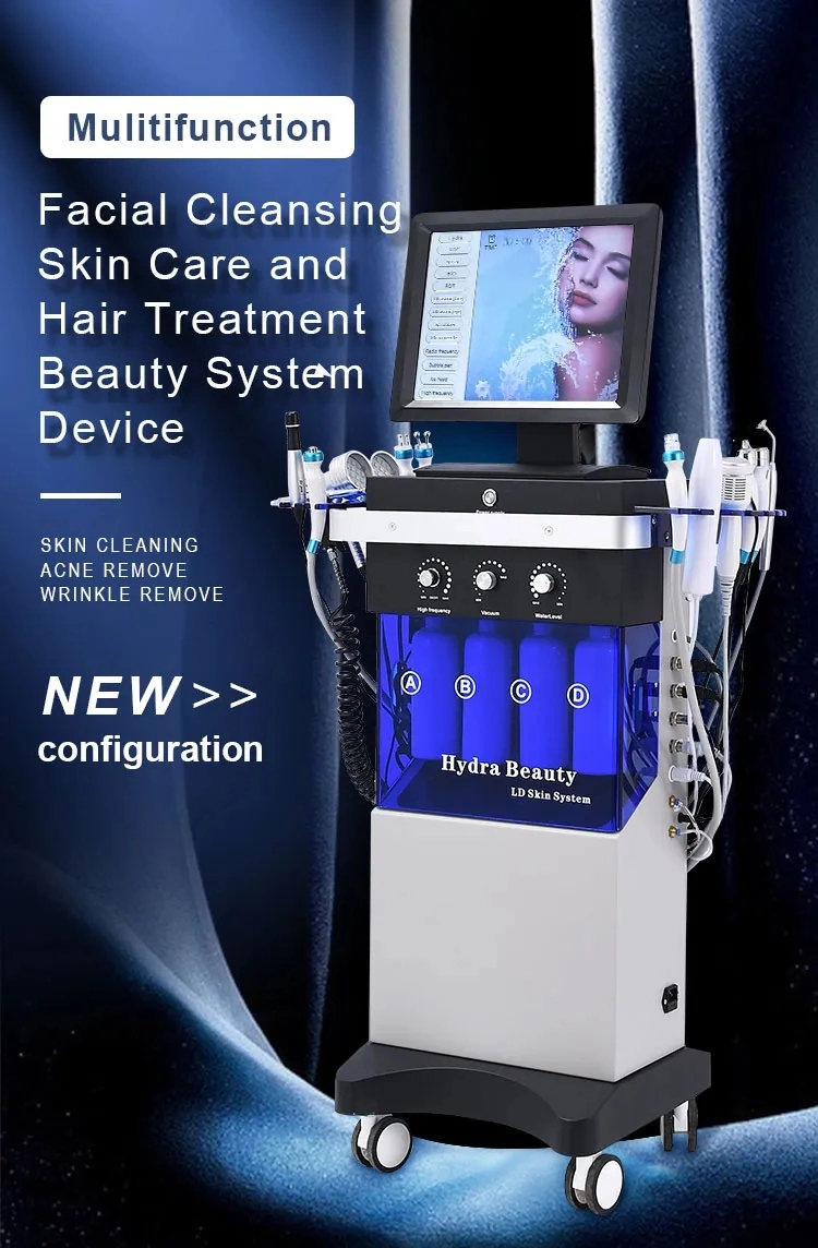 2023 Top Sales 14 in 1 Hydra Diamond Dermabrasion Machine Hydra Oxygen Facial Cleaning Microneedle RF Beauty Equipment